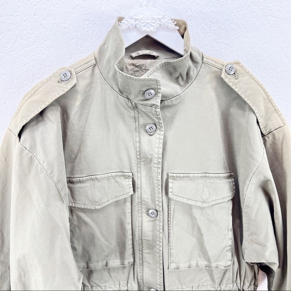 Joie Jenita Stretch Cotton Field Jacket Utility Green Zip Size Large L NWT - Picture 5 of 11